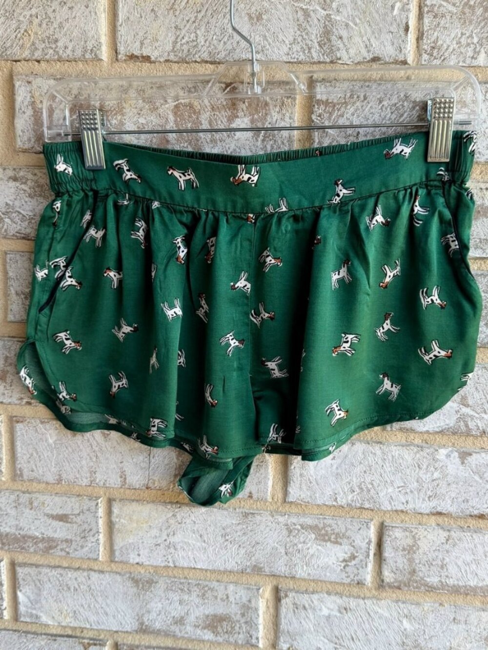 by Anthropologie Satin Pull On Drawstring Animal Print Pajama Short Size XS